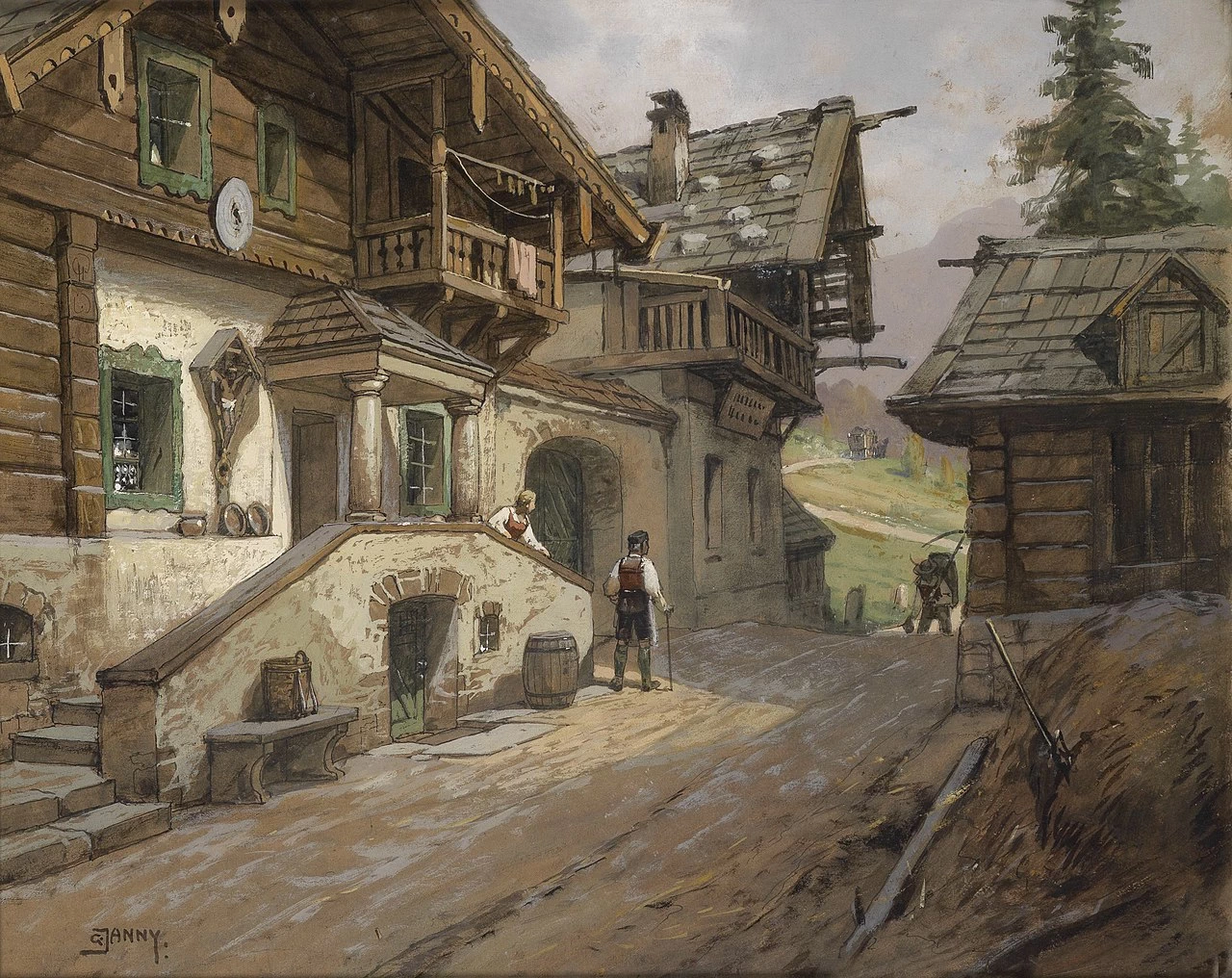 Strada del villaggio nelle Alpi